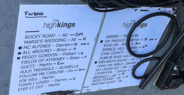 The setlist for The High Kings show at the Buffalo RiverWorks on August 23, 2015