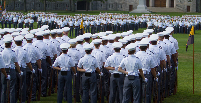 New cadets waiting to be accepted into the Corps of Cadets