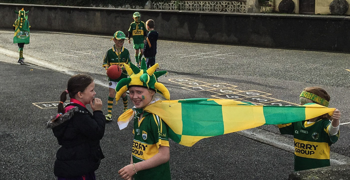 School kids in Feohanagh, getting in the spirit for the big game Sunday