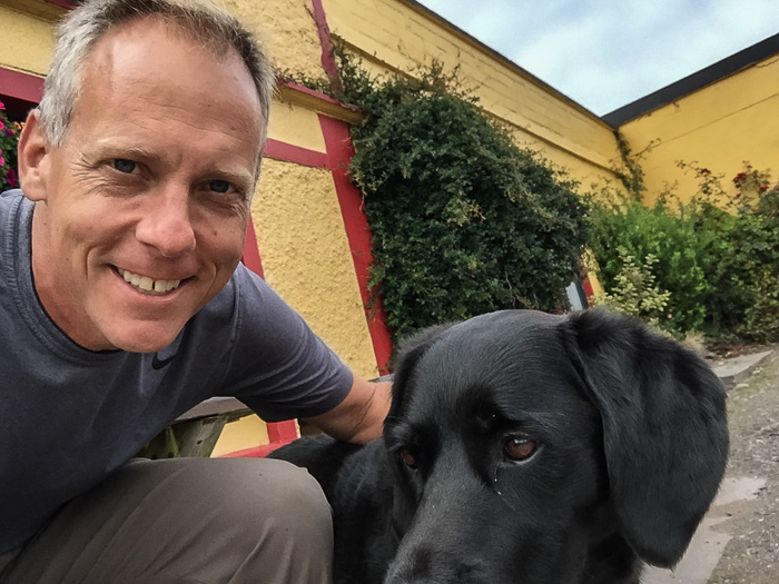 Chris snuck in a selfie with his new buddy "Scout" while Julie and Karen took tea/coffee break (thereby purchasing a much-needed bathroom break!)