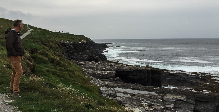 Chris on an early portion of the Doolin to Cliffs of Moher Coastal Path