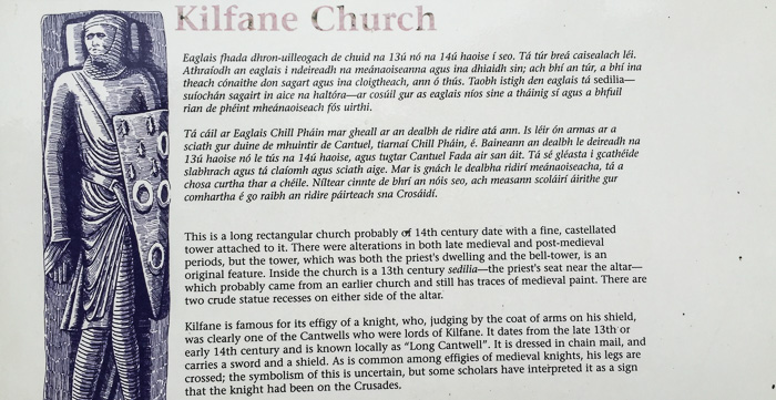 The Kilfane Church information placard, provided on-site by OPW