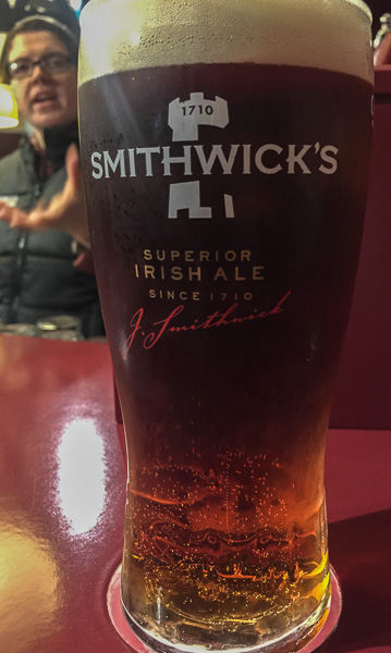 My post-tour complimentary pint of Smithwick's 