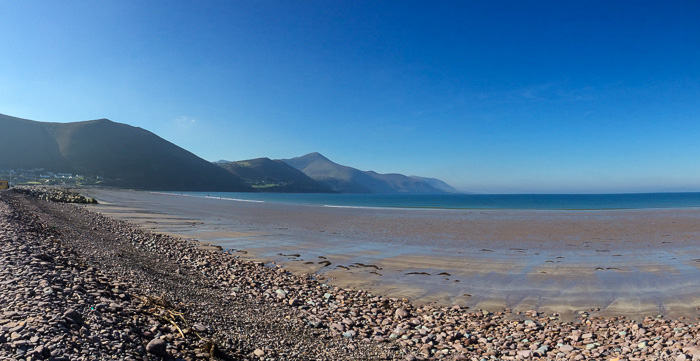 A view back into the Iveragh Peninsula from Rossbeigh Strand