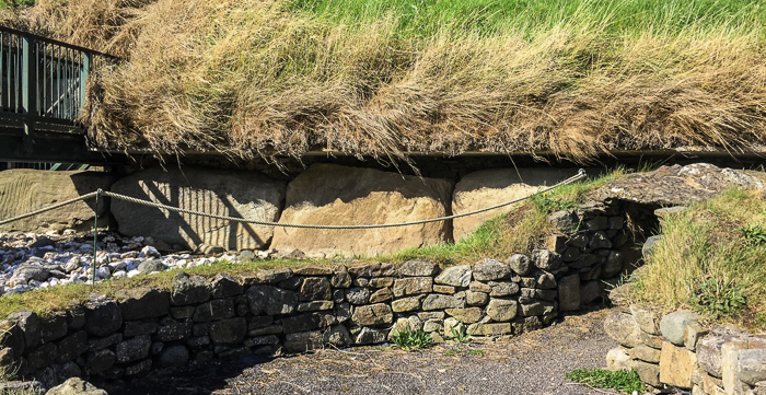 A souterrain leading into the Knowth passage tomb. Visitors can see inside a small portion of Knowth via the walkway and stairs at the far left of this photo.