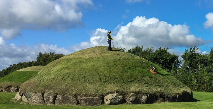 So that's how they do it! One of the mounds at Knowth is getting a haircut :)