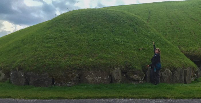 Lisa with one of the many smaller mounds surrounding Knowth
