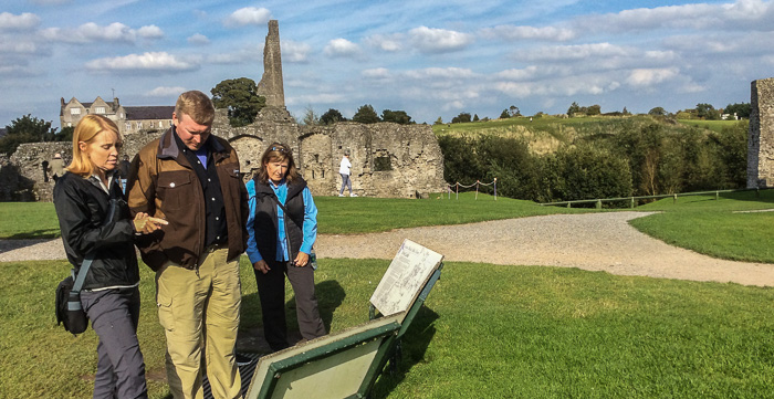Julie, Dave and Lisa reading up on Trim Castle history, layout, and defenses.
