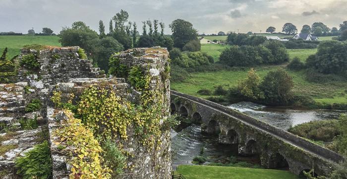 One view from the Glanworth Castle, looking down on the 12-arch bridge spanning the River Funcheon