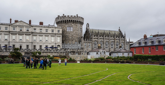 The Dublin Castle gardens and heli-pad