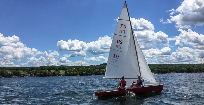 Chris, Lauren and Wes sailing the Flying Dutchman