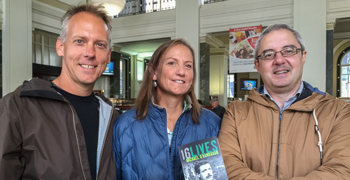 Chris and Karen with our 1916 Rebellion Tour guide, Conor Kostick. He wrote the book pictured "16 Lives: Michael O'Hanrahan" about one of the 16 men executed for their role in the uprising