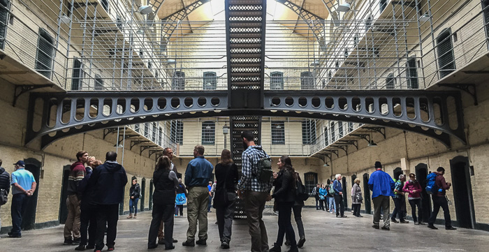 Touring the cells at the historic Kilmainham Gaol