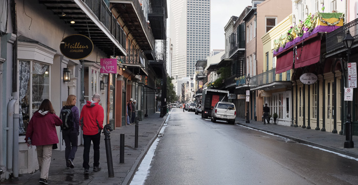 The French Quarter early one morning. Note the suds in the gutter - the streets were scrubbed clean!