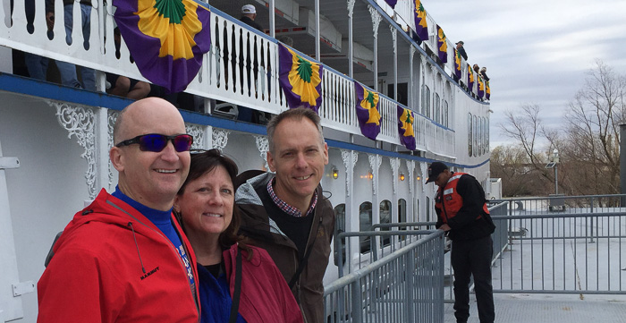 Jack, Anne and Chris about the reboard the Creole Queen