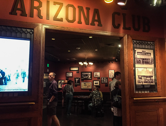 The walls inside the "Arizona Club" are lined with old photos of Las Vegas.