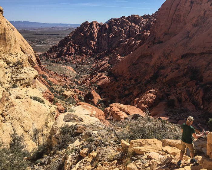 Picking my way down a canyon in Red Rock. Fun!