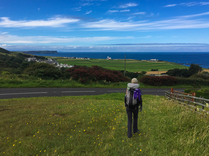 Julie hikes into Ballintoy