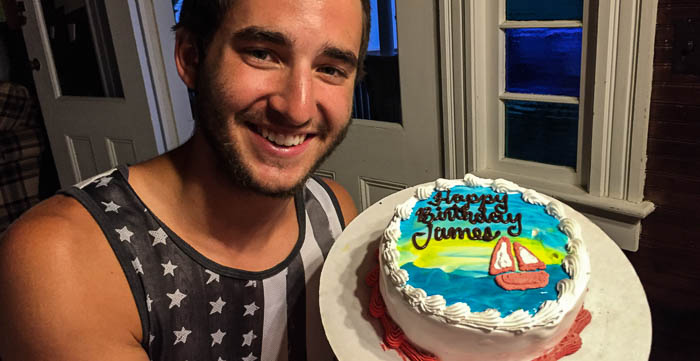 James with his un-birthday cake from Seneca Farms