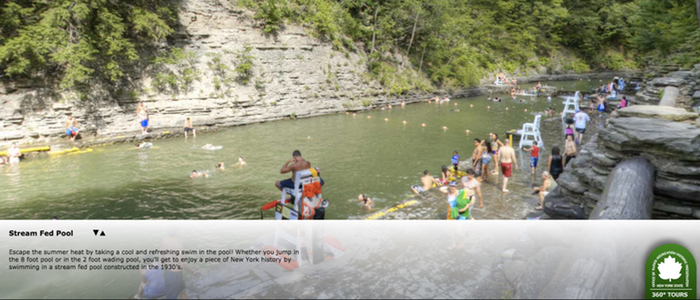 The swimmin' hole at Stony Brook. This image is a screenshot from the Stony Brook website, nystateparkstours.com/stonybrook