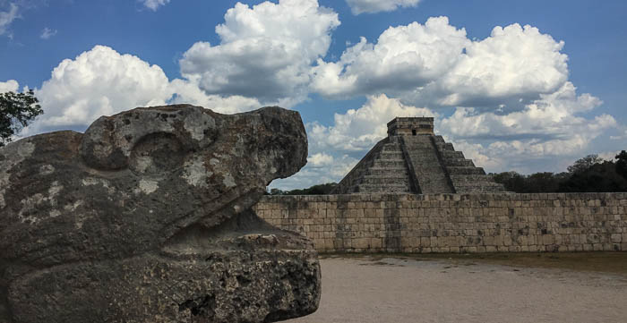 Kukulcan (the serpent deity) with El Castillo in the background
