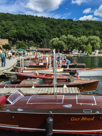 Just a few of the classic boats along the waterfront in Hammondsport.