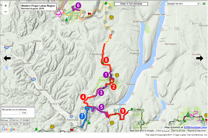 This map is a screenshot of the interactive FLT map found at fltconference.org. I highlighted the segments I hiked in 2016. The numbers show the order in which I hiked, and correlate to blog posts listed above.