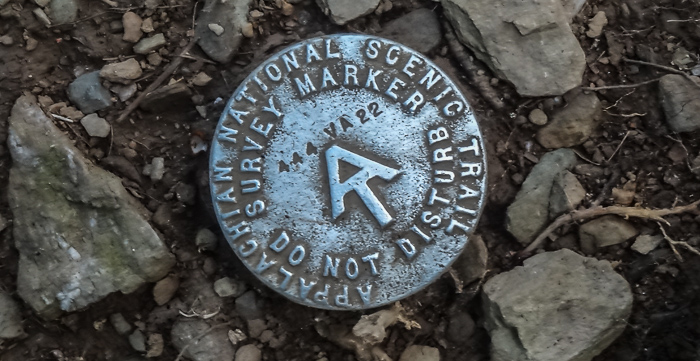 AT survey marker on the trail. I hope more of these are in my future.
