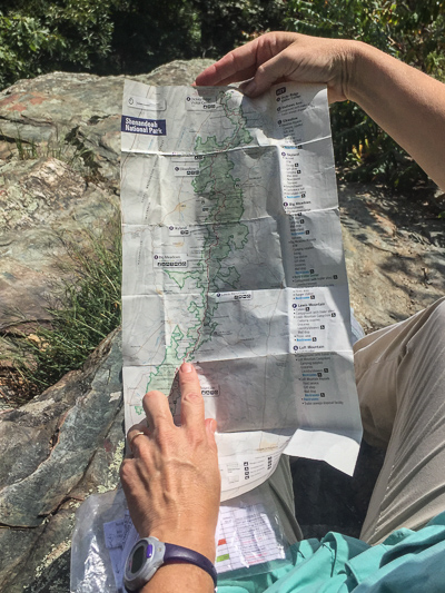 Lynn noting our location on a simple park map. We've come a long way baby!