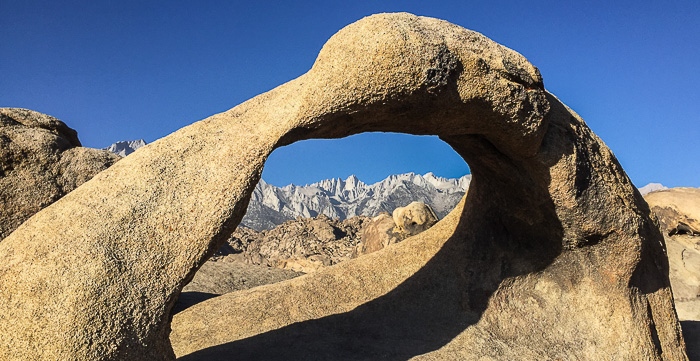 The Mobius Arch framing Mt. Whitney in the distance