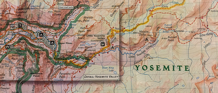 Another map of the area we hiked in Yosemite. This one has more landmarks noted.