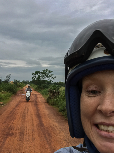 On a dirt road heading out to the sand dunes. This is just 90 minutes into our trip and I'm already comfortable enough to take selfies - thank you Uber Moto! All that biking around Ho Chi Minh City paid off.