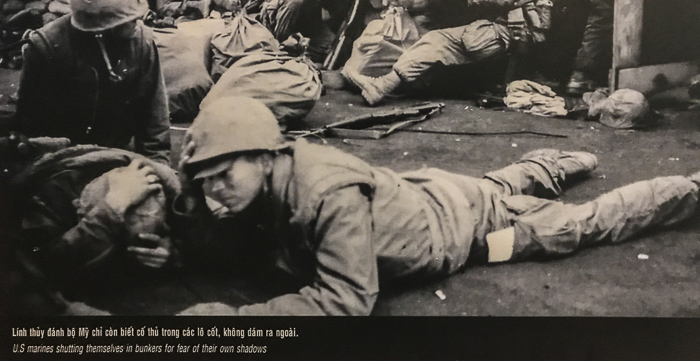 A photo of a picture in the Khe Sahn Museum. The caption reads "US marines shutting themselves in bunkers for fear of their own shadows". Not all captions were this mocking, but the language in Vietnamese military museums generally slammed previous aggressors (French, Americans, Japanese, Chinese, ...) and exalted the ultimate winners (the North Vietnamese).