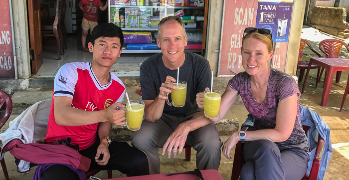 Fresh pressed sugarcane juice was a refreshing treat on a hot day!