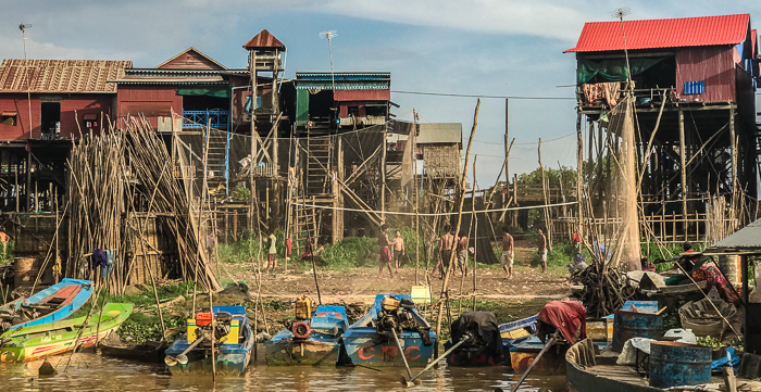 Kompong Khleang is clearly a fishing village! Note the boats lining the bank and also the clever use of fishing nets as a volleyball court enclosure.
