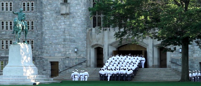 New cadets entering Washington Hall after the R-Day Oath Ceremony