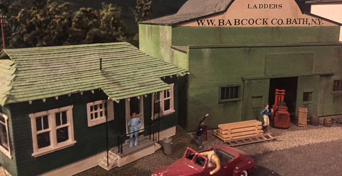 Miniature Babcock Ladder Company buildings in the train display!
