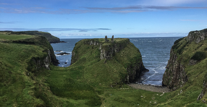 The ruins of Dunseverick Castle along the Causeway Coast Way