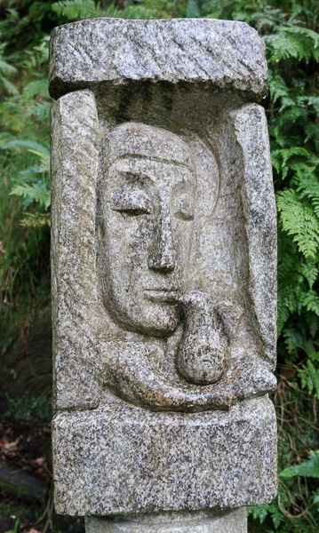 Stone carving of St. Kevin