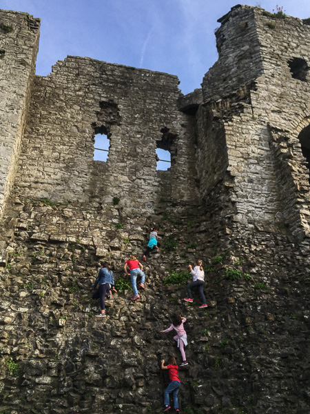 Kids scaling the walls of Trim Castle! Probably frowned upon, but funny nonetheless.