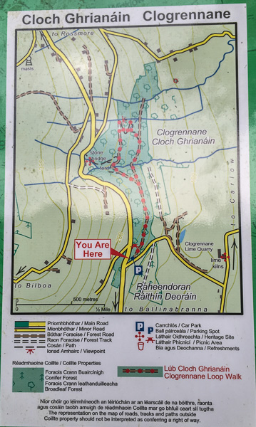 On-site map detailing the Clogrennane Loop Walk