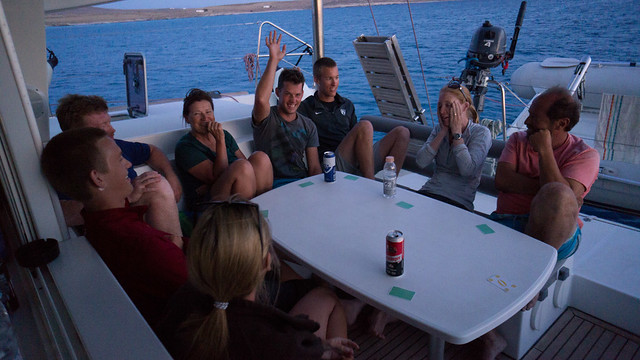 Playing Werewolf anchored in a bay off Rineia