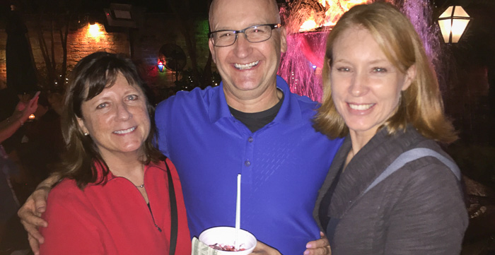 Anne, Jack and Julie sharing a Hurricane at Pat O's