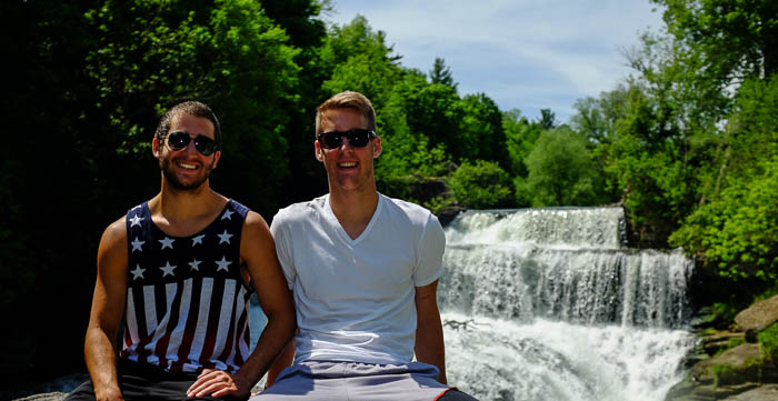 James and Matthew at the Keuka Outlet Trail waterfall.