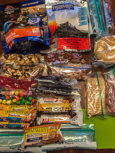 A sampling of the snacks and meals I took backpacking.