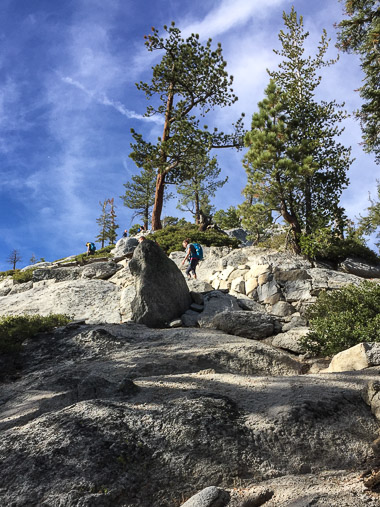 Hiking the switchbacks on the sub-dome