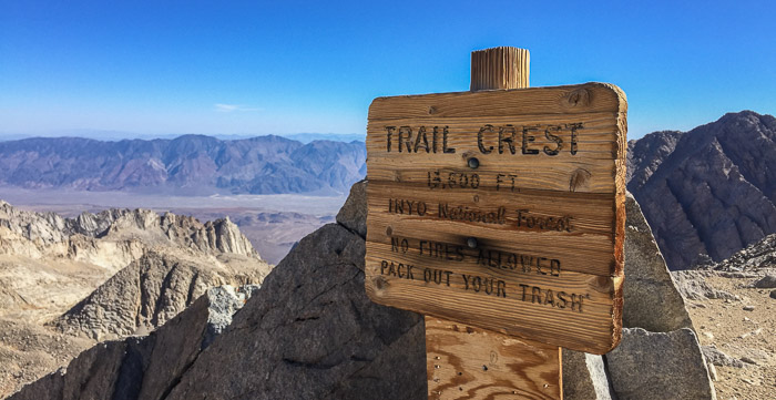 At the Mt. Whitney trail crest