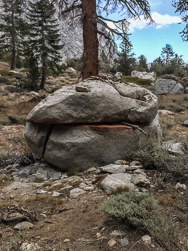 Jabba rock on the way down from Kearsarge Pass