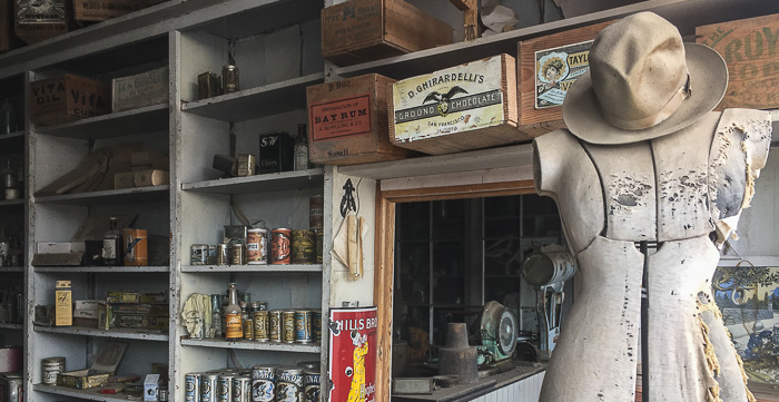 Goods still on display in one of Bodie's general stores.